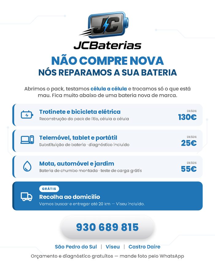 Cartaz da JCBaterias gerado a partir de HTML